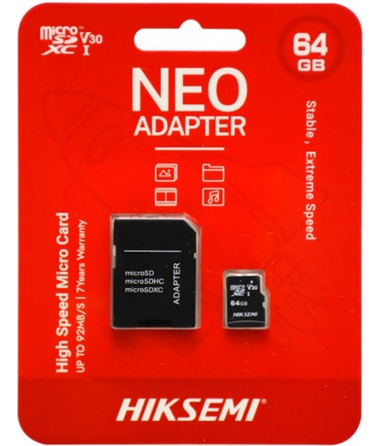 MEMORIA MICRO SD 64GB HIKSEMI CAPTURE 4K