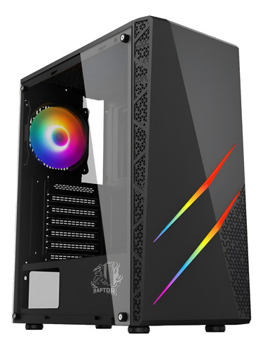 GABINETE GAMER RAPTOR BLAZE FORCE TG MID-TOWER X1 FAN RGB NEGRO