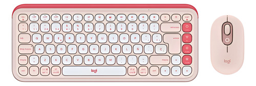 KIT TECLADO Y MOUSE INALAMBRICO LOGITECH POP ICON ROSADO ESP ROSA ROSA