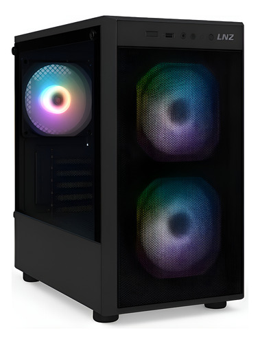 GABINETE GAMER LNZ M11 CON 3 COOLERS F-RGB M-ATX NEGRO