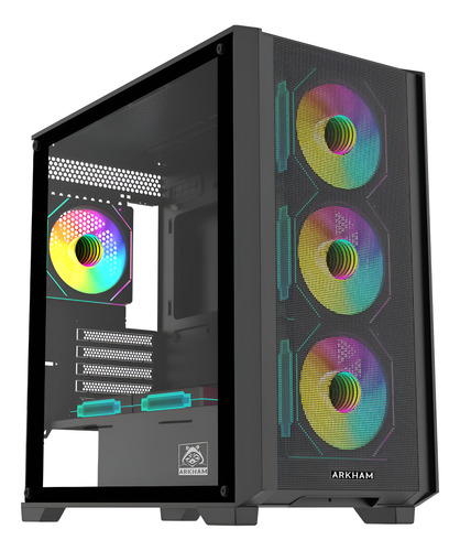 GABINETE GAMER ARKHAM LOTOR CON 6 VENTILADORES ARGB ATX NEGRO