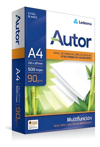 RESMA A4 AUTOR 90GRS 500 HOJAS PARA OFICINA PAPEL BLANCO BLANCO
