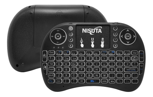 TECLADO MINI NISUTA WIRELESS NS-WIKTV76 SMART TV TOUCH PAD NEGRO ESPAÑOL LATINOAMÉRICA