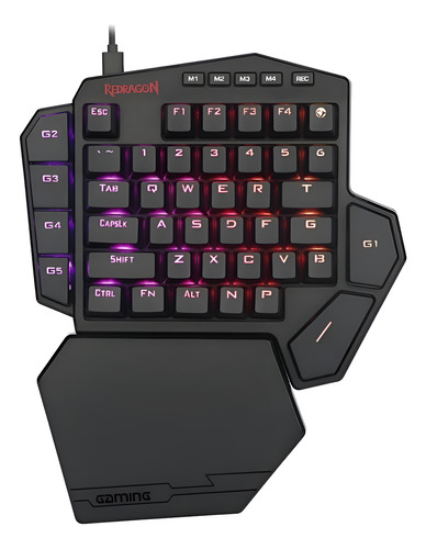 TECLADO DE UNA MANO REDRAGON MECANICO DITI SWITCH BROWN NEGRO