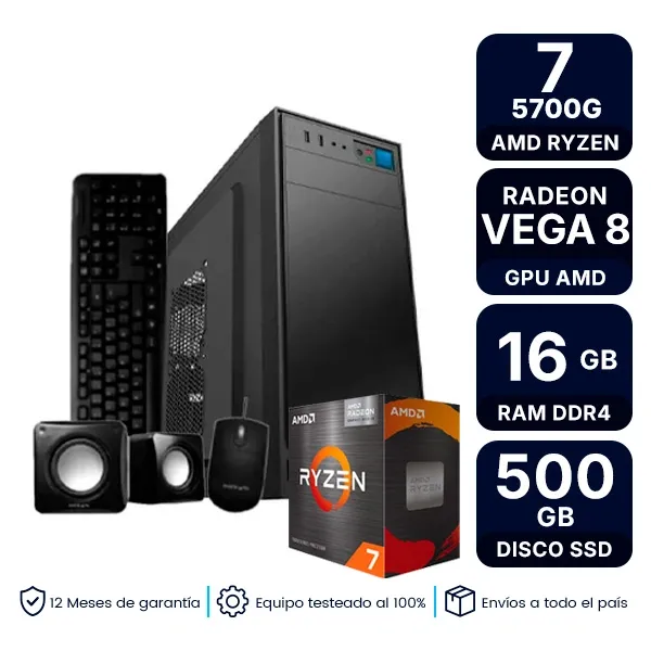 Pc Armada Gamer Amd Ryzen 7 5700G 16Gb Ram Ssd 500Gb