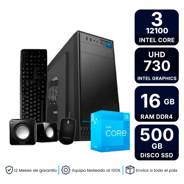 Pc Armada Cpu Oficina Intel I3 12100 16Gb Ssd Uhd 730