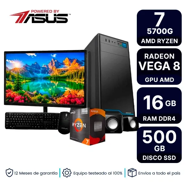 Pc Armada Con Monitor Amd Ryzen 7 5700G 16Gb Ram Ssd 500Gb