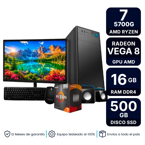 Pc Armada Con Monitor Amd Ryzen 7 5700G 16Gb Ram Ssd 500Gb