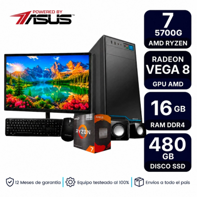 Pc Armada Con Monitor Amd Ryzen 7 5700G 16Gb Ram Ssd 480Gb