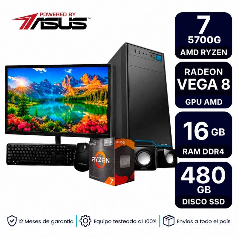 Pc Armada Con Monitor Amd Ryzen 7 5700G 16Gb Ram Ssd 480Gb