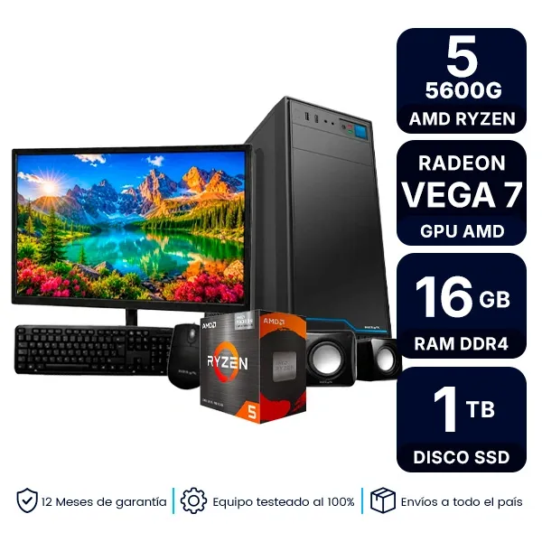 Pc Armada Con Monitor Amd Ryzen 5 5600G 1Tb Ssd 16Gb