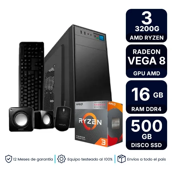 Pc Armada Amd Ryzen 3 3200G 16Gb Ram 500G Ssd