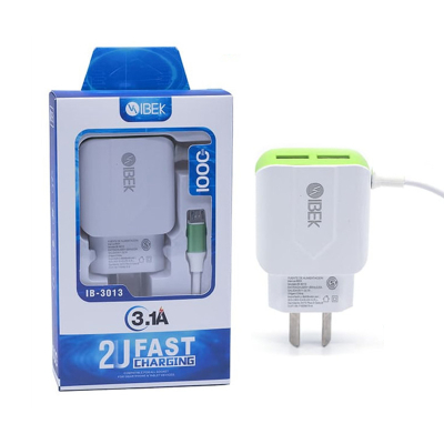 Cargador Ibek Ib-3013 3.1A Micro-Usb Con 2 Puertos Usb Rápido