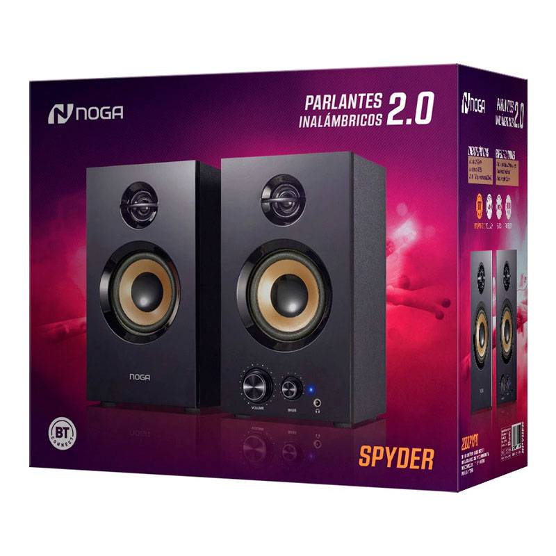 Outlet Parlantes 2.0 Noga Spyder Bluetooth 20W Madera