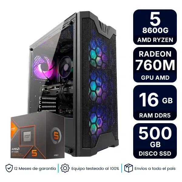 Pc Armada Gamer Amd Ryzen 5 8600G 16Gb Ssd 500Gb 760M Fuente 600W 80+