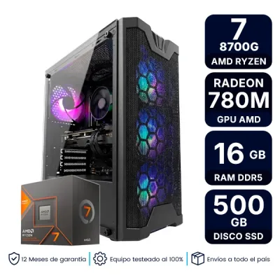 Pc Gamer Amd Ryzen 7 8700G 16Gb Ssd 500Gb Radeon 780M Fuente 600W 80+