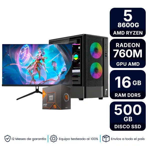 Pc Armada Con Monitor Amd Ryzen 5 8600G 16Gb Ram 500Gb Ssd