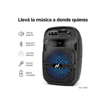 Outlet Parlante Portátil Noga Ngl-400Bt 75W Rgb
