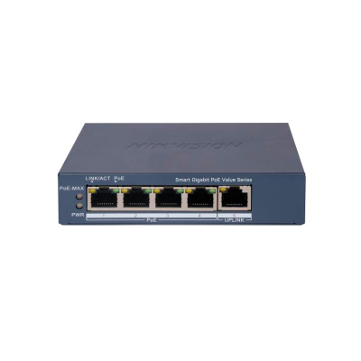Outlet Switch Hikvision 4 Puertos Gigabit Poe + 1 Rj45