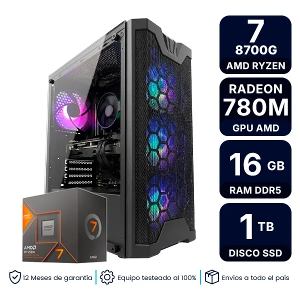 Pc Armada Gamer Amd Ryzen 7 8700G 16Gb Ram 1Tb Ssd Fuente 600W 80+