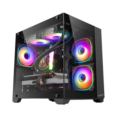 Gabinete Sentey A10 Micro Gs-8000 M-Atx Vidrio Templado 5 Fan Argb