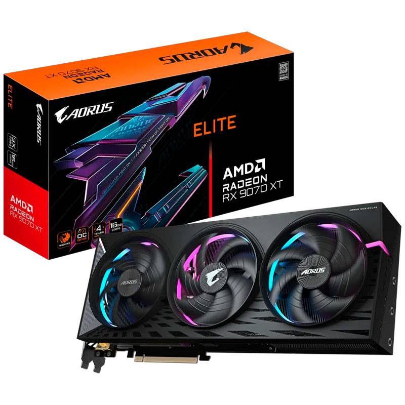 Placa De Video Radeon Rx 9070 Xt Aorus Elite 16Gb