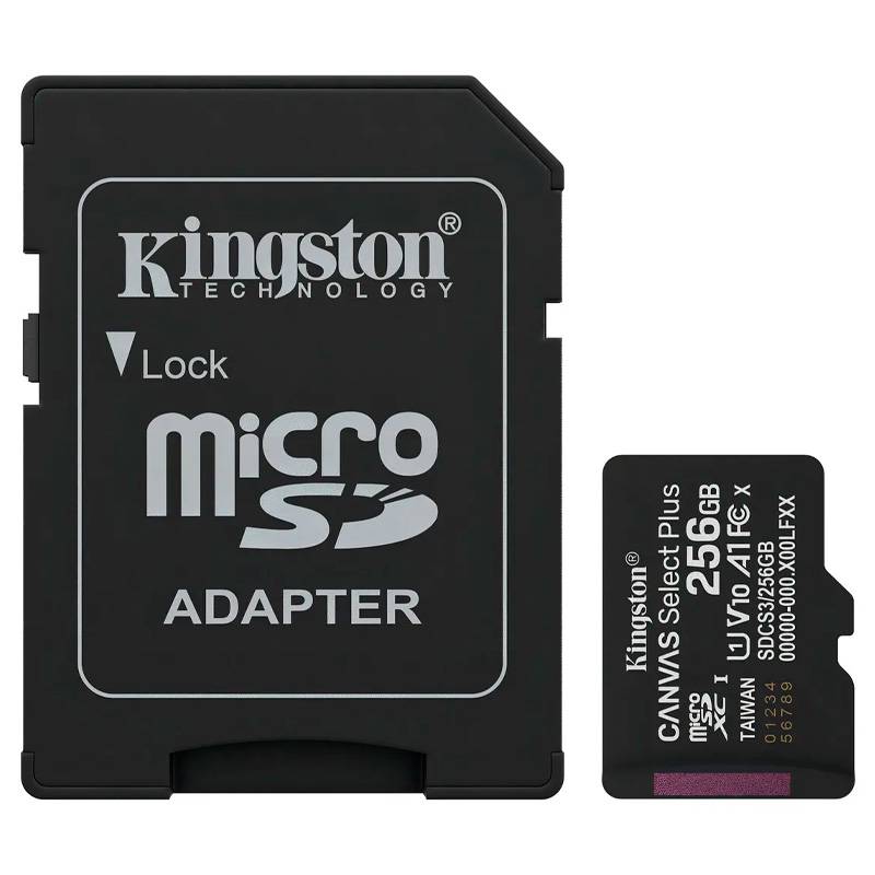 Tarjeta MicroSD Kingston Canvas Select Plus 256GB con adaptador SD