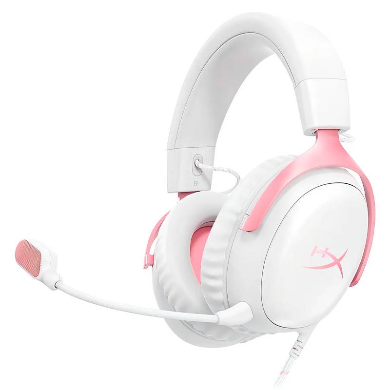 Auriculares HyperX Cloud III Blanco Rosa lateral con micrófono