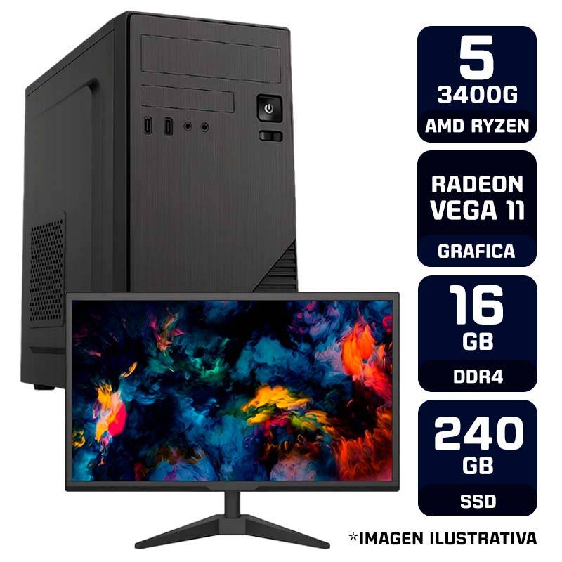 Pc Armada Con Monitor Amd Ryzen 5 3400G Vega 11 16Gb Ssd 240Gb