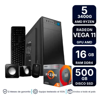 Pc Armada Gamer Amd Ryzen 5 3400G 16Gb Ram 500Gb Ssd