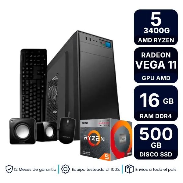 Pc Armada Gamer Amd Ryzen 5 3400G 16Gb Ram 500Gb Ssd