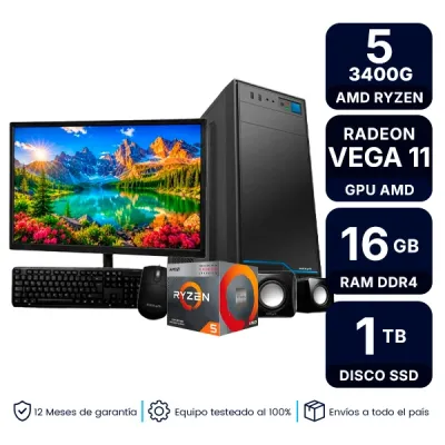 Pc Armada Con Monitor Amd Ryzen 5 3400G 16Gb Ram Ssd 1Tb
