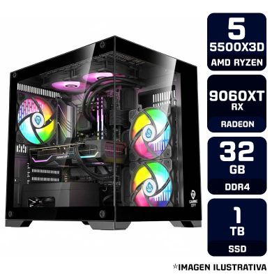 Pca Ga-00Ds32D-5500X3D-Rx9060Xt | Pc Gamer Armada Ryzen 5 5500X3D 6C/12T 3D Cache Gabinete Rgb