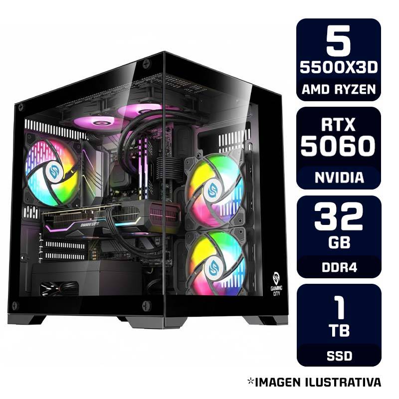 Pc Gamer Ryzen 5 5500X3D Rtx 5060 32Gb Ssd 1Tb Rgb