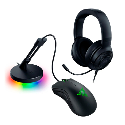 Kit Gamer Razer Deathadder Essential + Kraken X Lite + Bungee V3