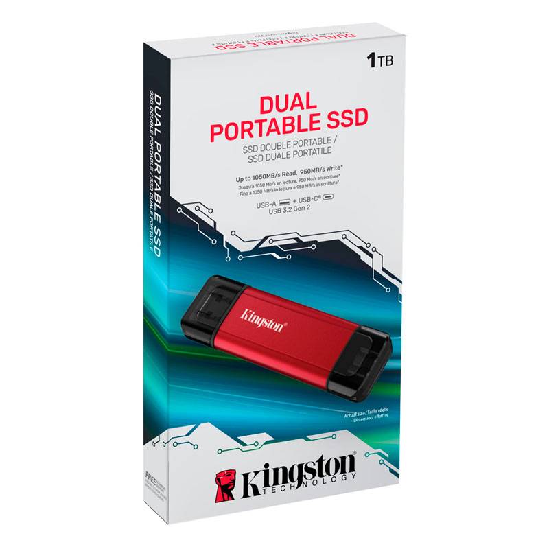 Disco Ssd Externo 1Tb Kingston Dual Usb-A Usb-C
