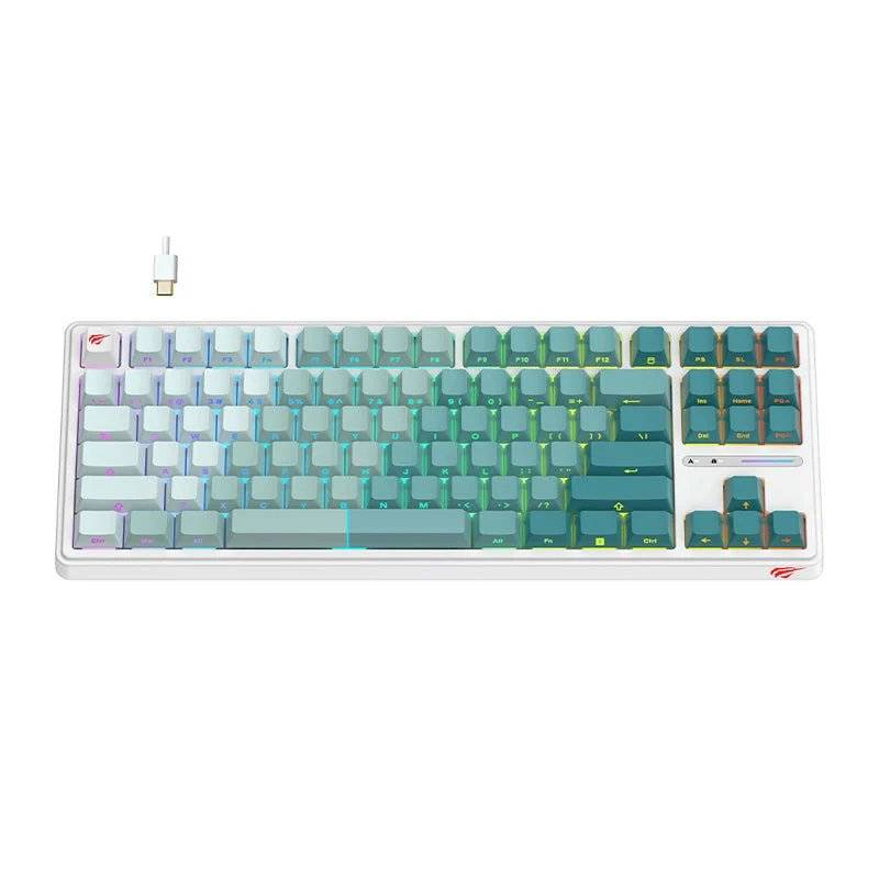 Teclado Gamer Havit Kb901L Rgb White Green