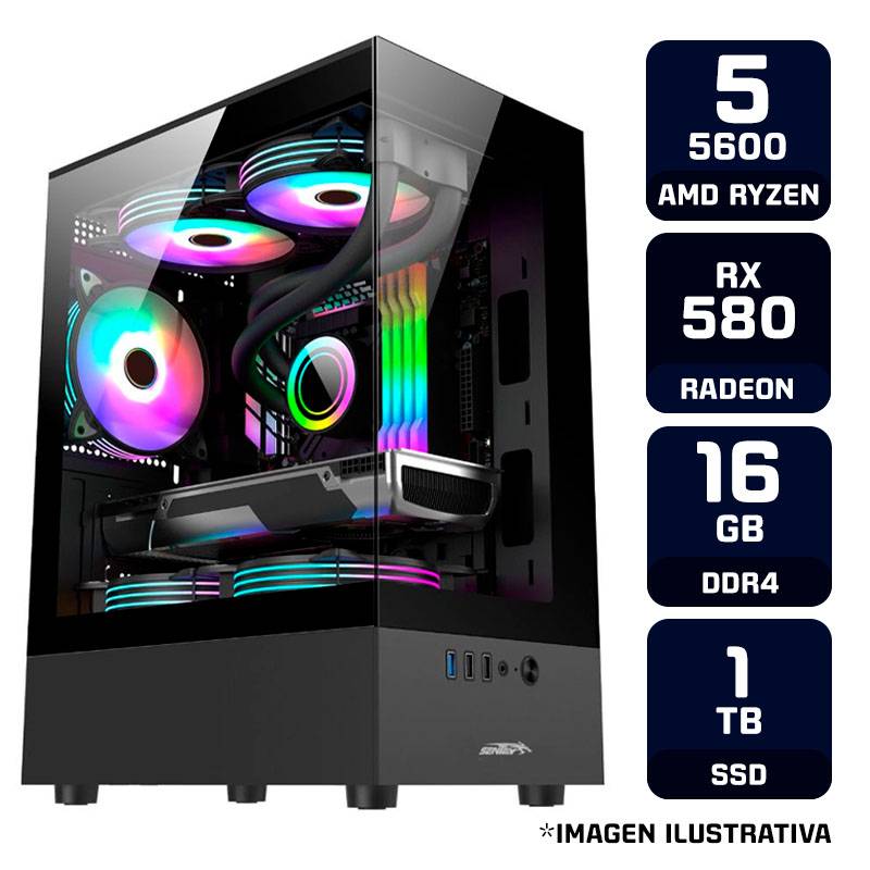 Pc Gamer Amd Ryzen 5 5600 Rx 580 8Gb 16Gb Ram Ssd 1Tb