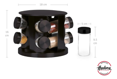 Set X8 Especiero Giratorio Hudson Acero Inoxidable Negro