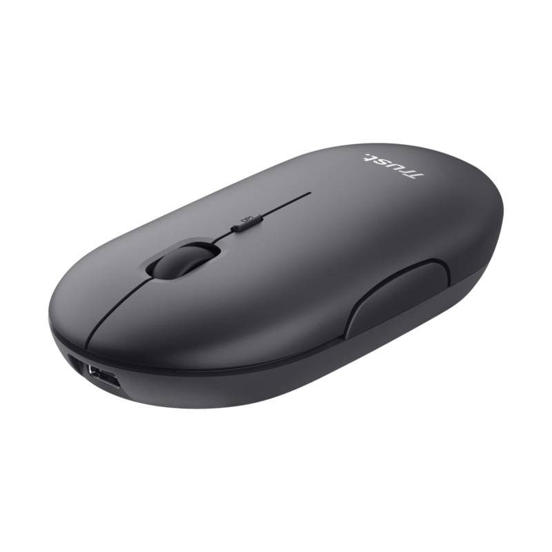Mouse Trust Puck Wireless Recargable Compacto Negro