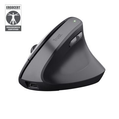 Mouse Ergonómico Trust Bayo Wireless White Recargable 2400 Dpi