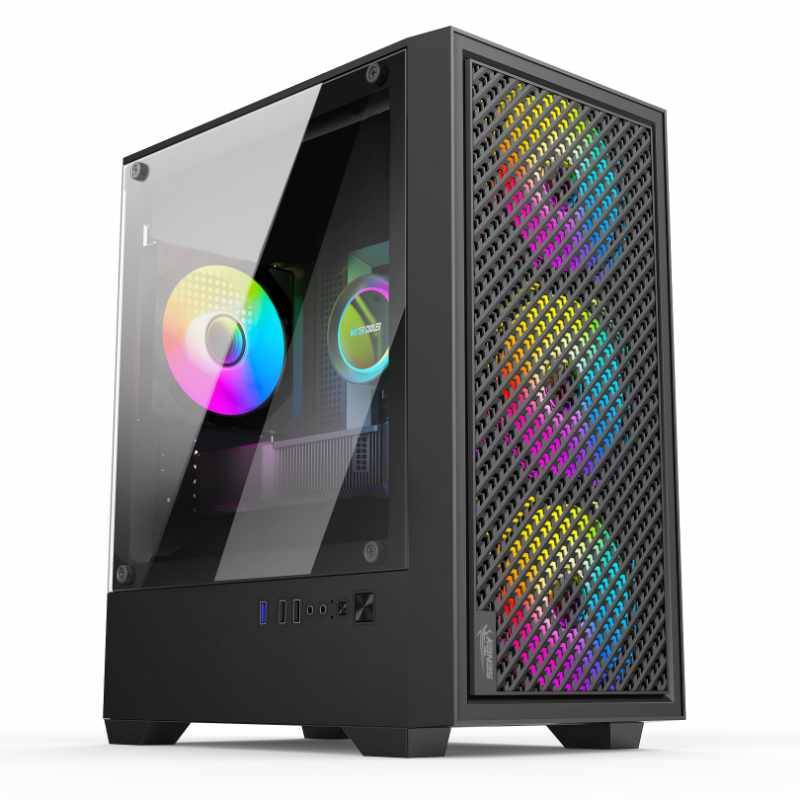 Gabinete Gamer Sentey Hollow Hollow-Blkf Mid Tower Vidrio Templado 4X120Mm Frgb