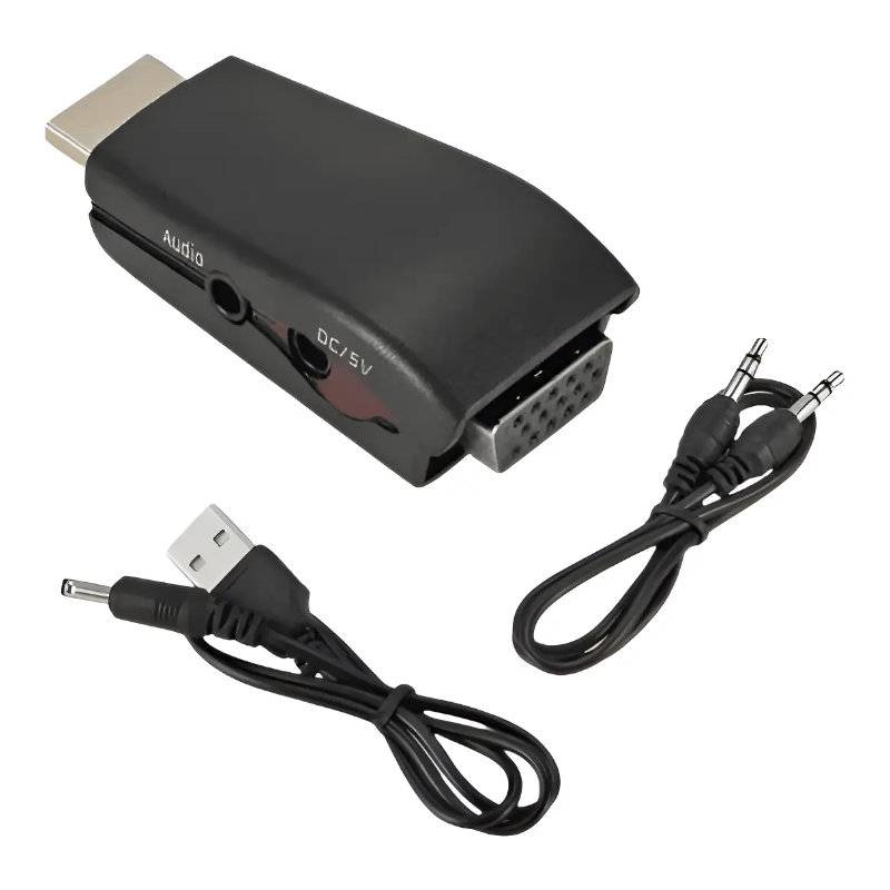 Adaptador Hdmi A Vga Int-Co 09-031A Con Audio Full Hd 1080P