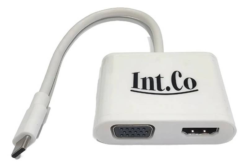 Adaptador Hub Usb-C Int-Co Kq-018 4 En 1 Hdmi 4K Vga Usb 3.0 Pd