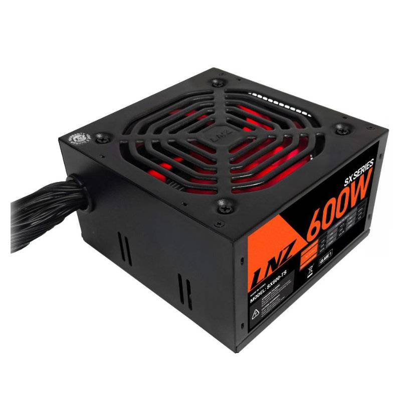 Fuente Atx 600W Lnz Sx600-Ts Con Pfc Activo Y Cables Flat