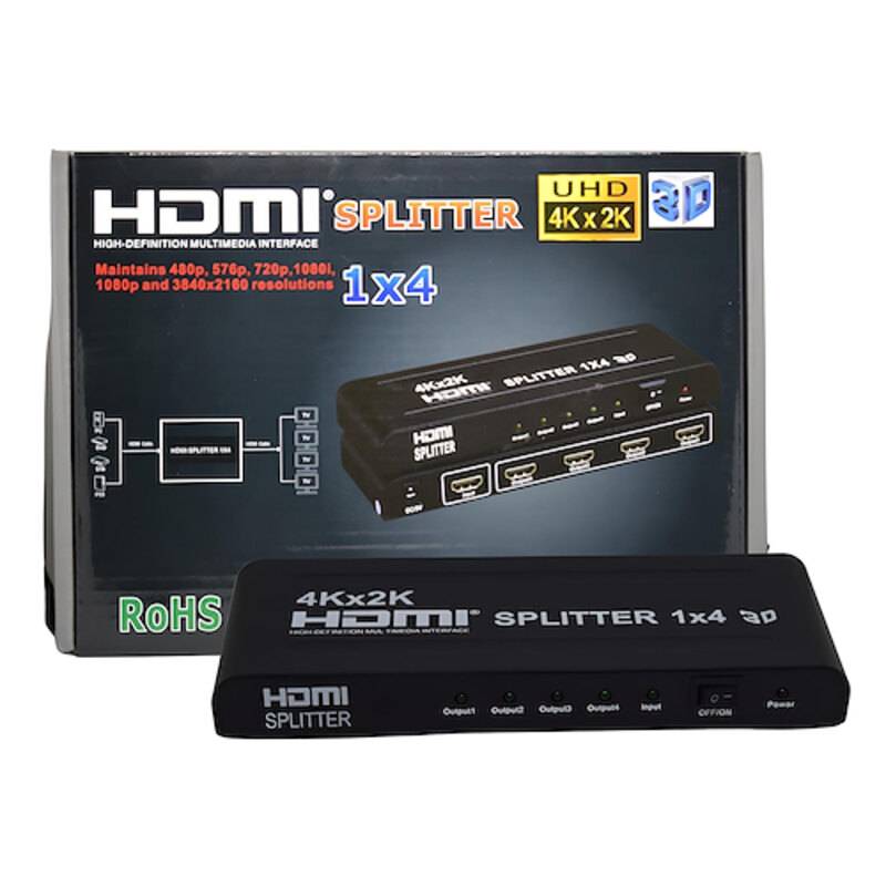 Splitter Hdmi Generico 1 A 4 Puertos Multiplicador C7831K Sm7303
