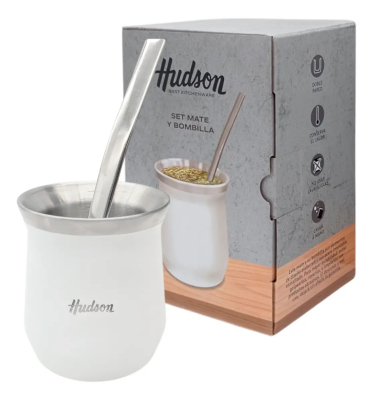 Set Mate Y Bombilla Acero Hudson Blanco
