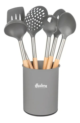 Set De Utensillos De Cocina Hudson 7 Piezas Blanco/Gris 