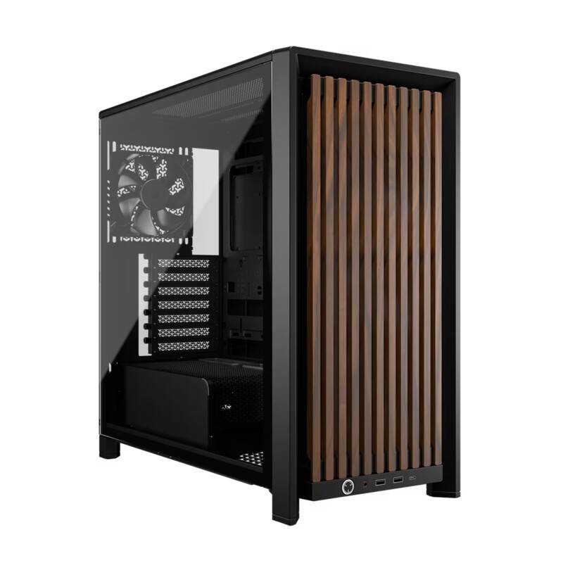 Gabinete Corsair Frame 4000D Wood Rs Modular Mid-Tower Negro Nogal