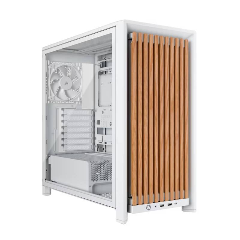 Gabinete Corsair Frame 4000D Wood Rs Modular Mid-Tower Blanco Roble